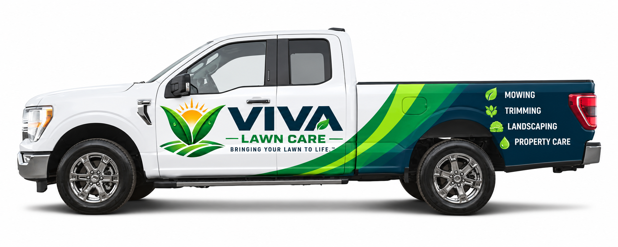 Viva Lawn Care branded service truck